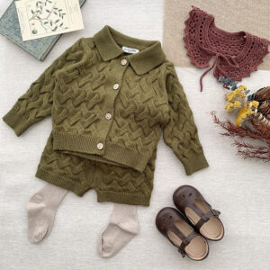 Baby European And American Unisex Style Twist Cardigan Jumper Set - Image 5