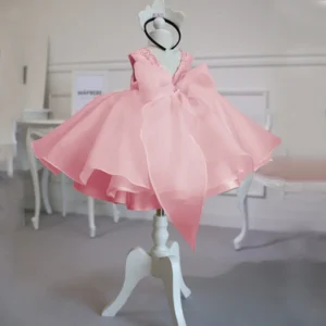 Baby Girl Christmas Baptism White Pink Dress Kids Beading 1st Birthday Elegant Princess Party Christening Toddler Vestidos - Image 6