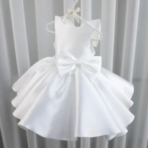 Big Bow Baby Girls Party Dress Toddler 1st Birthday Baptism Princess Kids Dresses for Girl White Wedding Prom Christmas Costumes - Image 5
