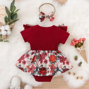 Summer Baby Girl Dress With Bowknot Striped Jumpsuit Cotton Dress For Newborn Floral Clothes Baby Crawling Clothes - Image 3