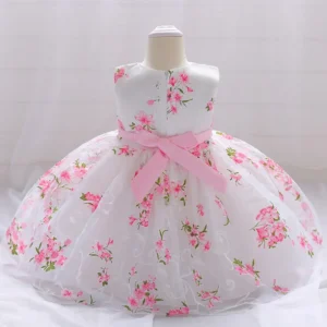 Baby Girl 1 Year Birthday Princess Party Flowers Baptism Dress Infant Embroidery Floral Sleeveless Costume Newborn Kids Clothes - Image 2