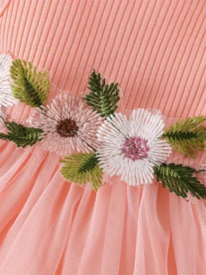 Newborn Baby Girls Dress Summer Waist Flower Vest Sleeveless Short Top Sweet Girl Lace Mesh Dress - Image 5