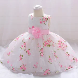 Baby Girl 1 Year Birthday Princess Party Flowers Baptism Dress Infant Embroidery Floral Sleeveless Costume Newborn Kids Clothes - Image 3