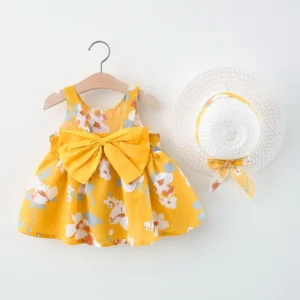 Summer New Girl Fashion Dress Small Chrysanthemum Hanging Strap Big Bow Princess Dress Party Dress 0-3 Years Old - Image 5