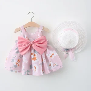 Summer New Girl Fashion Dress Small Chrysanthemum Hanging Strap Big Bow Princess Dress Party Dress 0-3 Years Old - Image 6