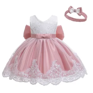 Baby Girls Dress Newborn Clothes Princess Dress+Headwear For Toddler 1st Year Birthday Wedding Christening Infant Party Gown - Image 2