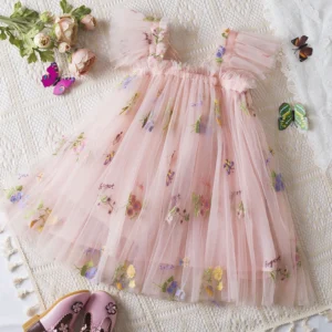 Baby Girls Summer Fashion Dress Holiday Girls Suspender Puffy Mesh Clothes Children Flower Wear Princess Embroidery Tulle Dress - Image 2
