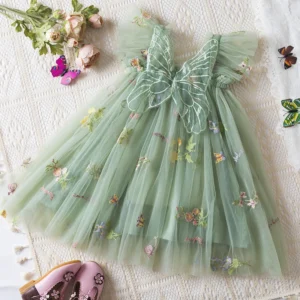 Baby Girls Summer Fashion Dress Holiday Girls Suspender Puffy Mesh Clothes Children Flower Wear Princess Embroidery Tulle Dress - Image 6
