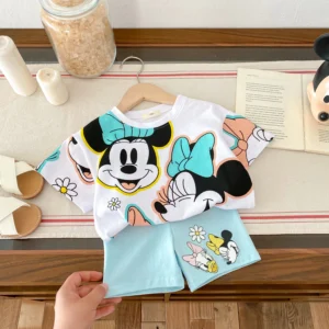 Trendy Brand Baby Girl T-shirt Shorts Set Summer Clothing Children's Wear Short Sleeve Suit Kids Disney Cartoon Cute Tracksuits - Image 4