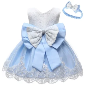 Baby Girls Dress Newborn Clothes Princess Dress+Headwear For Toddler 1st Year Birthday Wedding Christening Infant Party Gown - Image 6
