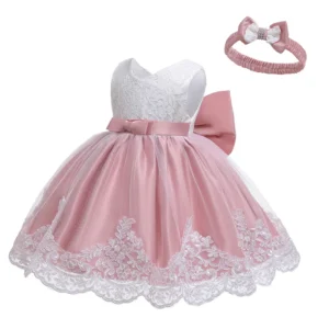 Baby Girls Dress Newborn Clothes Princess Dress+Headwear For Toddler 1st Year Birthday Wedding Christening Infant Party Gown - Image 3