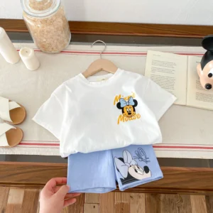 Trendy Brand Baby Girl T-shirt Shorts Set Summer Clothing Children's Wear Short Sleeve Suit Kids Disney Cartoon Cute Tracksuits - Image 2